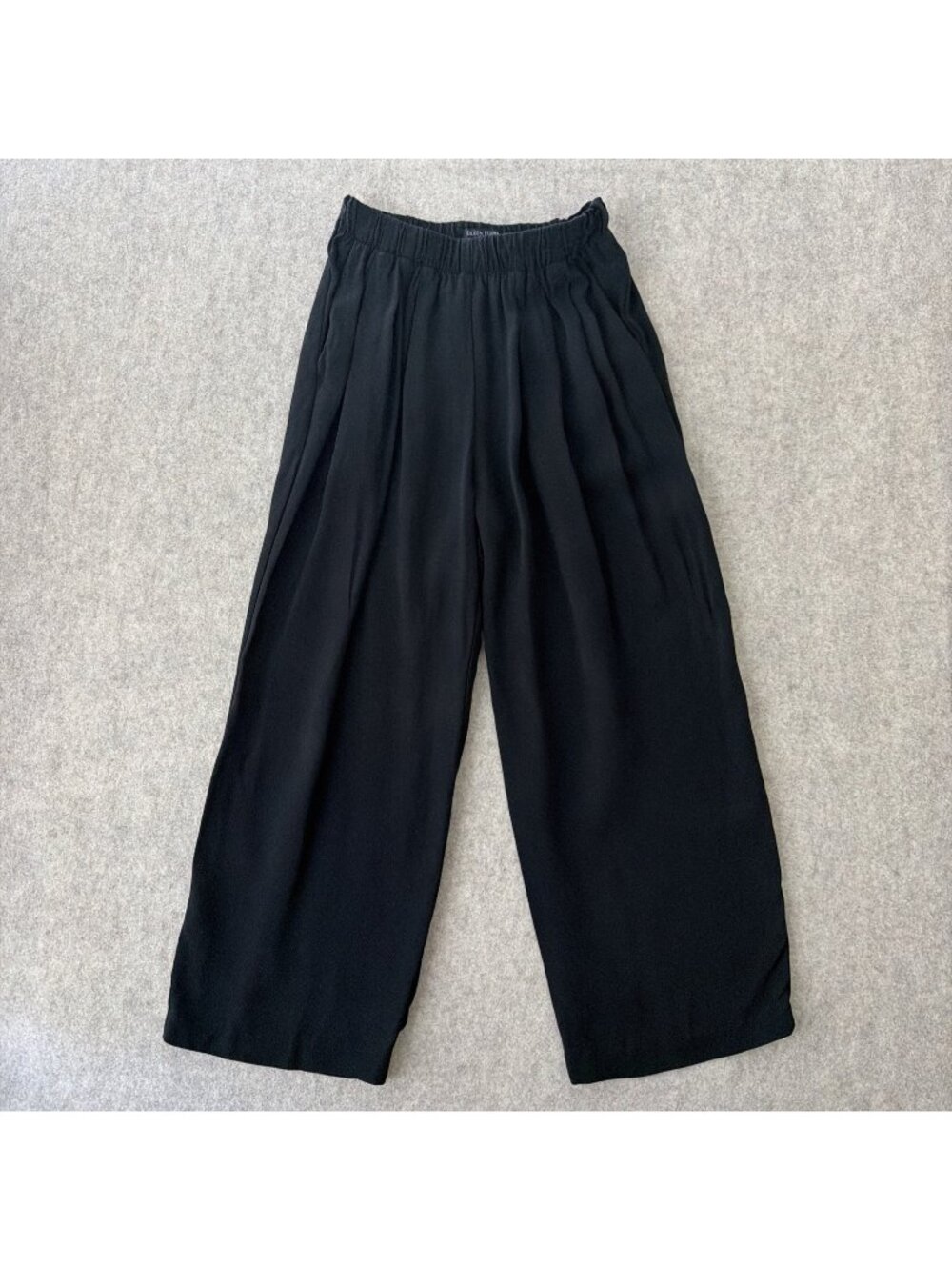 Eileen Fisher Silk Georgette Crepe Wide Leg Pants Womens S Petite Black‎ Cropped